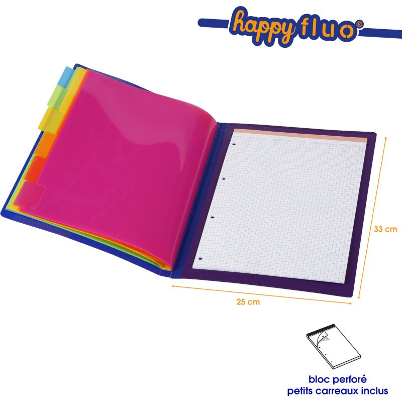 Trieur plastique extensible Business HAPPY FLUO - Viquel  6 compartiments – Format A4