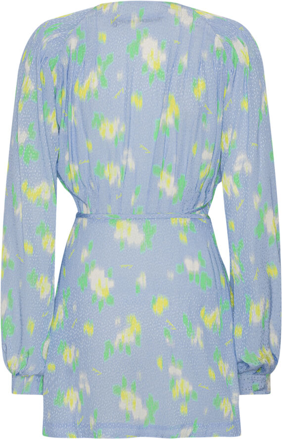 ROTATE Birger Christensen Jacquard Wrap Dress Placid blue comb.