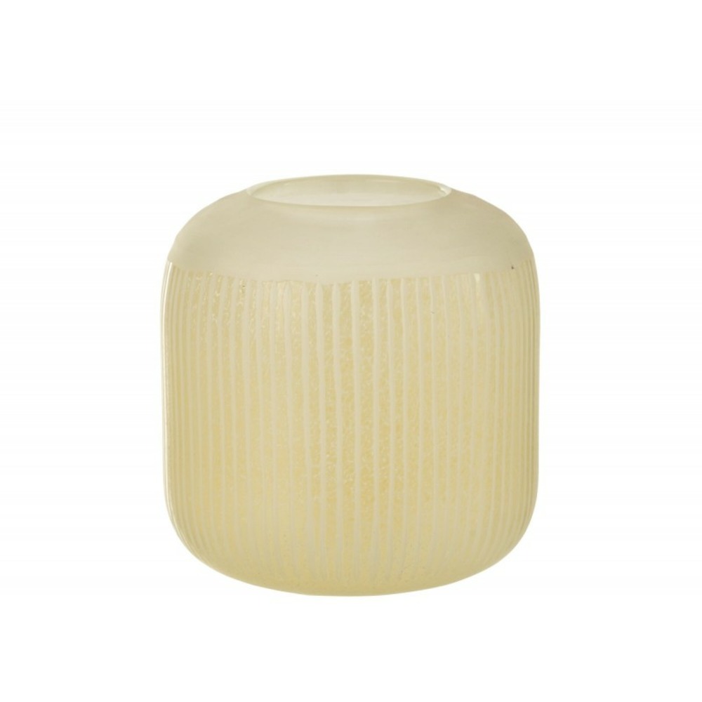 Vase avec lignes en verre jaune 17x17x16 cm
