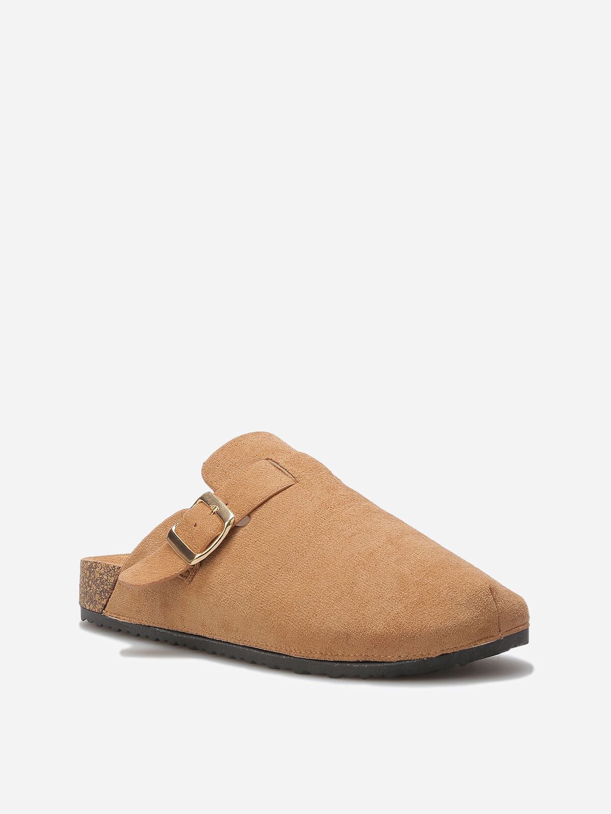 Mules en suédine avec bride- Taupe