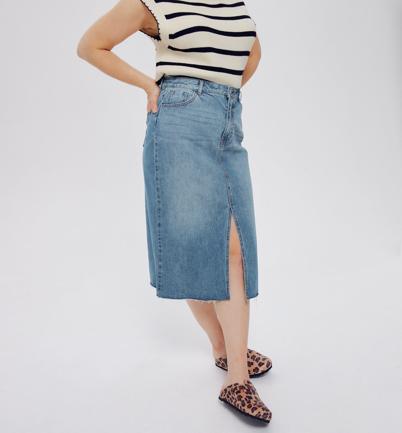 Jupe midi en jean Femme - Jean moyen