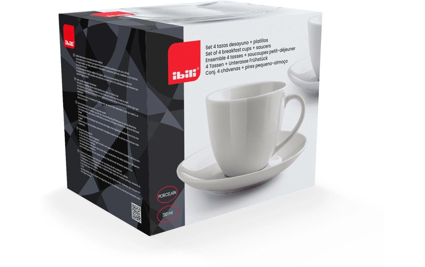 Tassen-Set mit Unterteller Castilla 310 ml, 4 Stück, WeissPerfekt für den täglichen Gebrauch