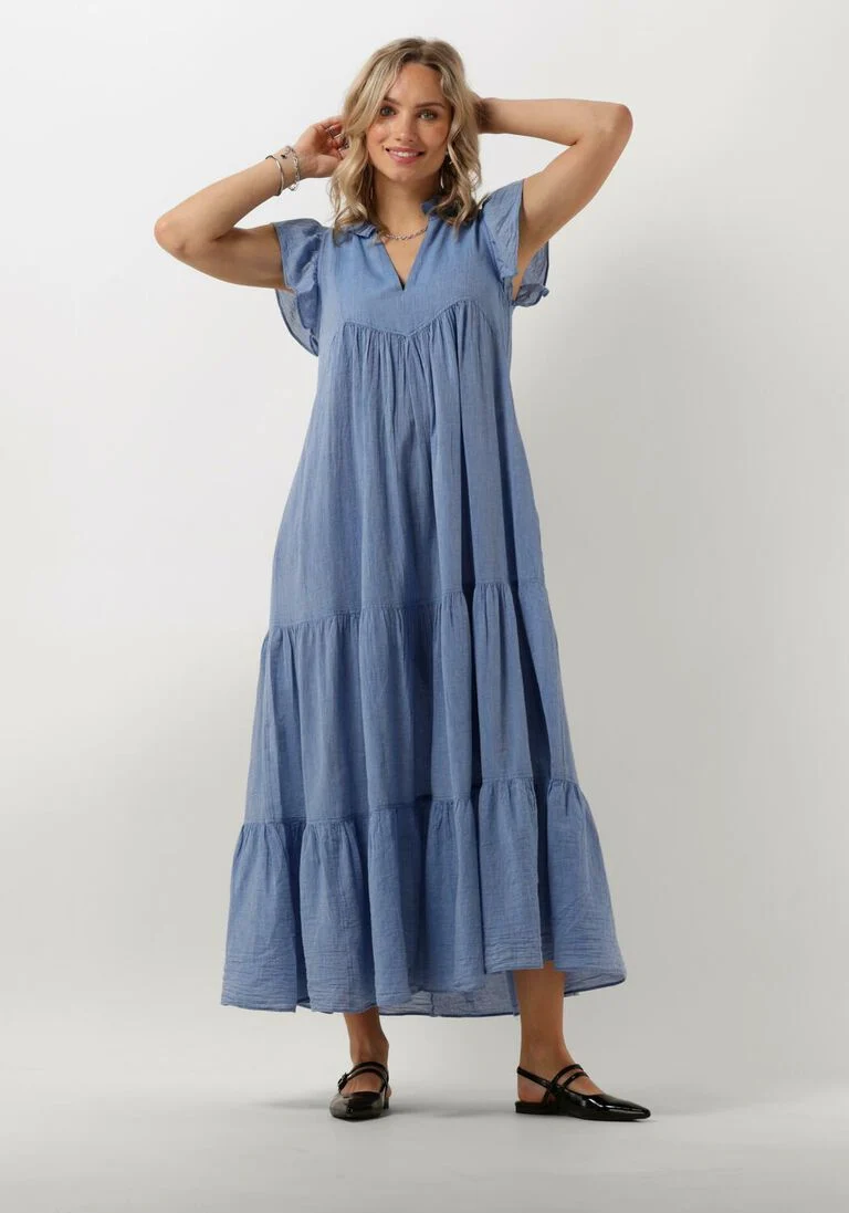 DEVOTION blauwe devotion maxi jurk erietta