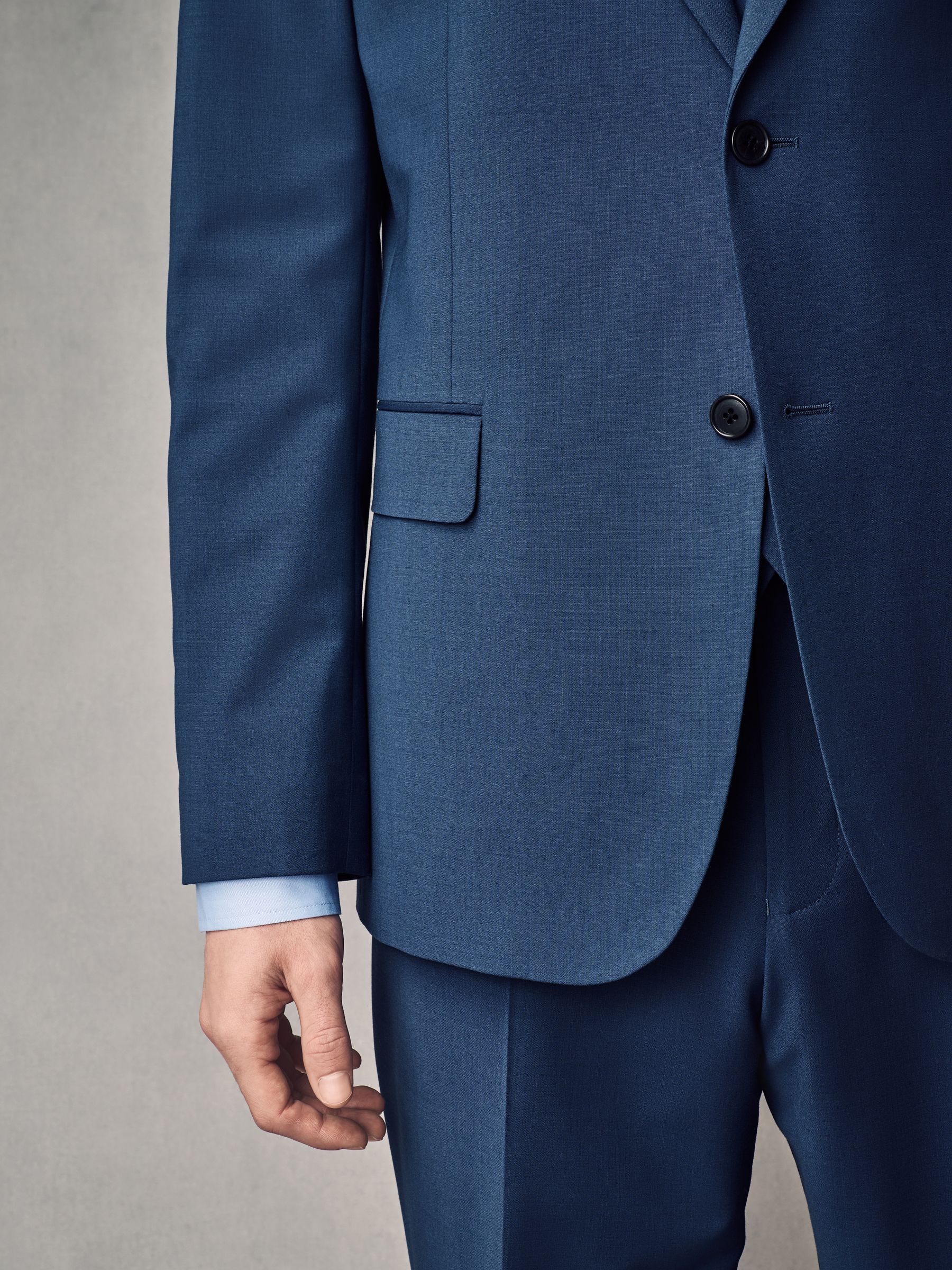 Blauw - Slim fit Jack van wol Blend Motionflex Pak