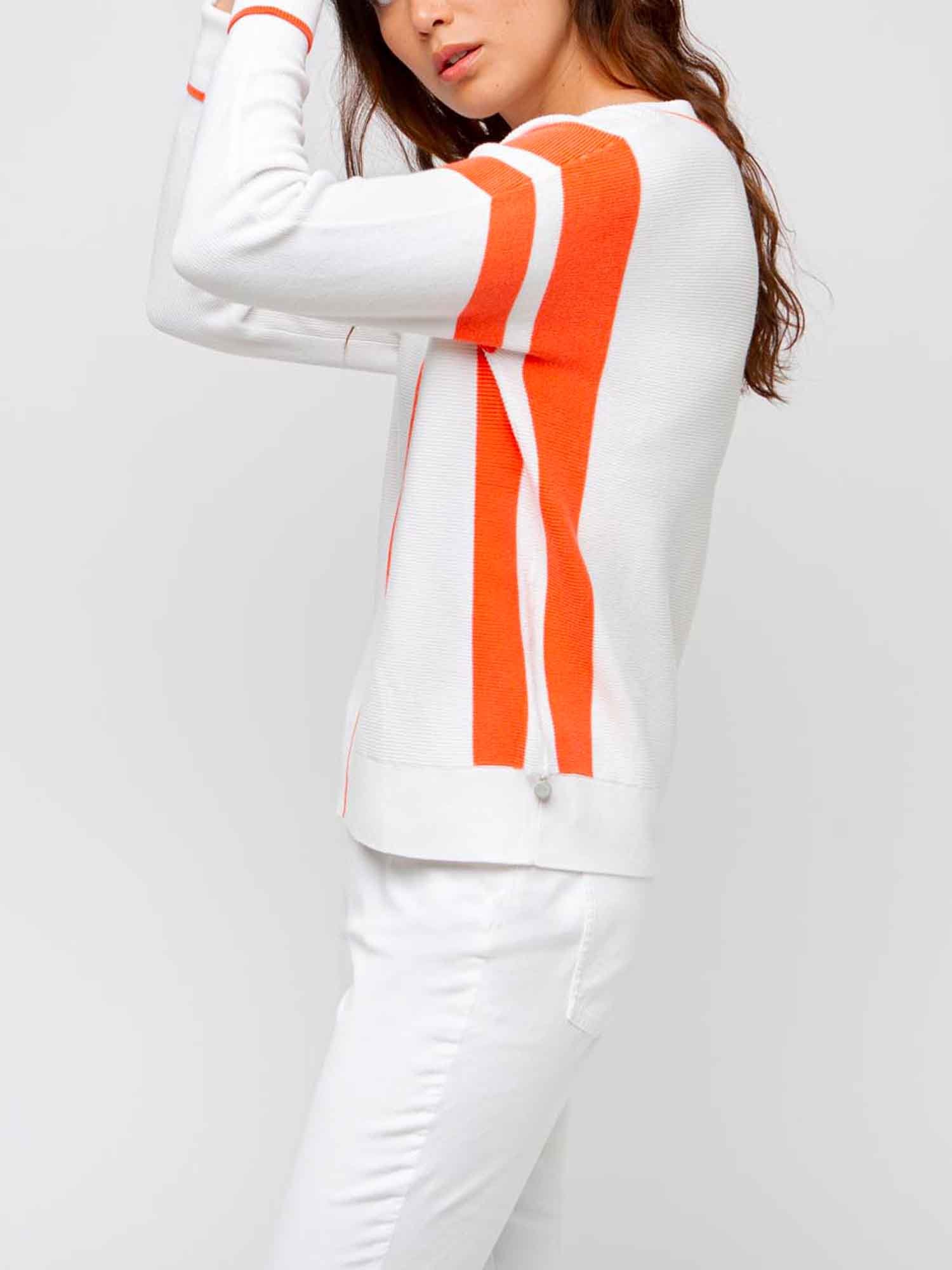 Pull Femme Oversize Col V Blanc