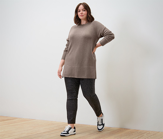 Langer Strickpullover, schwarz