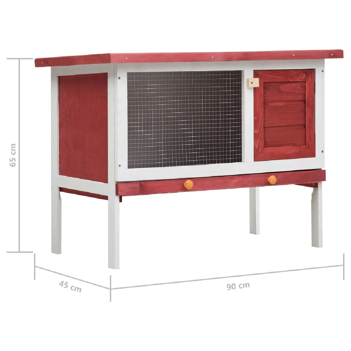 vidaXL Clapier d'extérieur 1 niveau bois rouge