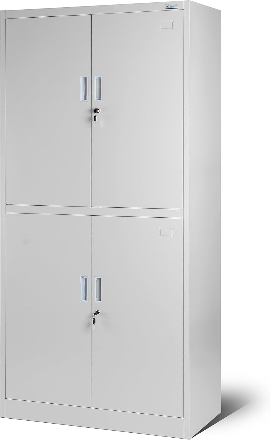 Jan Nowak Büroschrank C004 Aktenschrank mit 2 Abteilen abschließbar Mehrzweckschrank Aufbewahrungsschrank Stahlblech Flügeltüren Pulverbeschichtung 185 cm x 90 cm x 40 cm (Grau) KA0208120