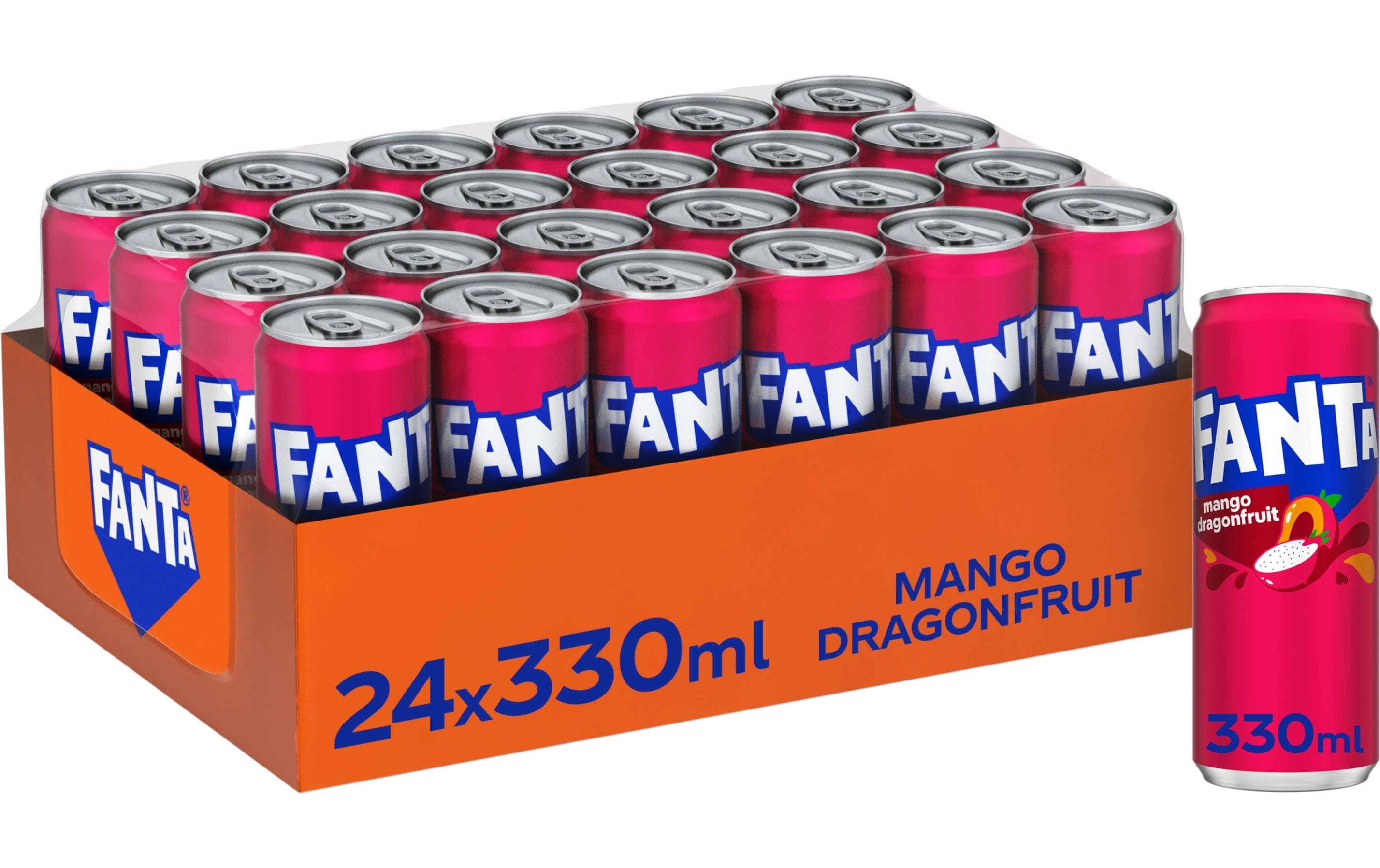 Soft-Drinks Mango Dragonfruit 24 x 0.33 lErfrischungsgetränk mit Orangen-Mango-Drachenfruchtaroma, mit Zucker und Süssungsmittel