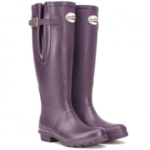 Botas de chuva femininas de cano alto na cor roxa uva