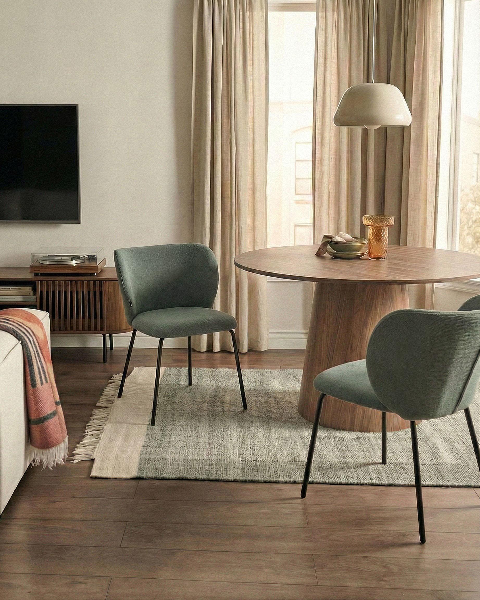 Set van 2 eetkamerstoelen CALERA Stof Lichtgroen