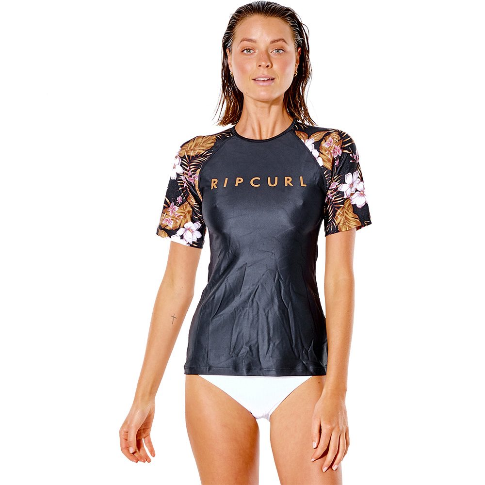 Rip Curl Playabella Relaxed Kurzarm UV-Shirt Damen schwarz gold