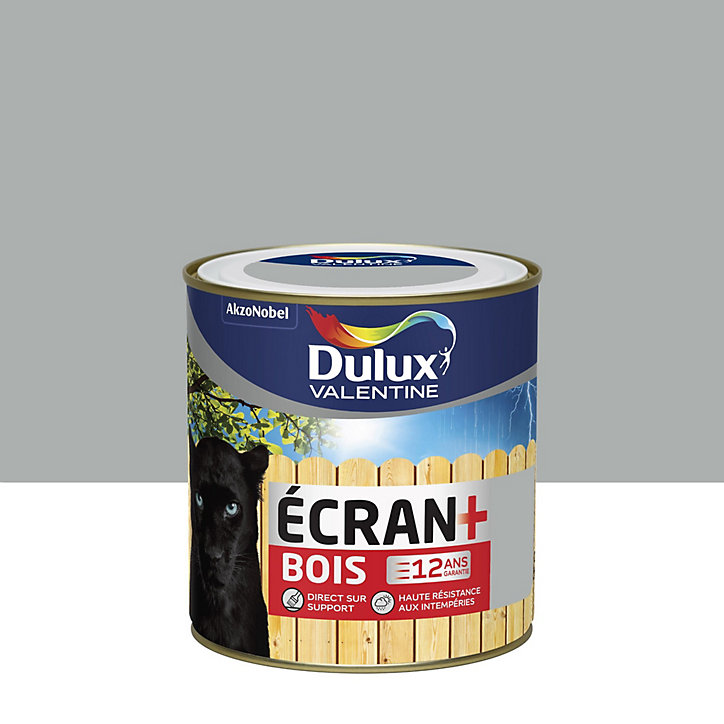Peinture extérieure bois Ecran+ Bois Dulux Valentine satin gris franc 0,5L