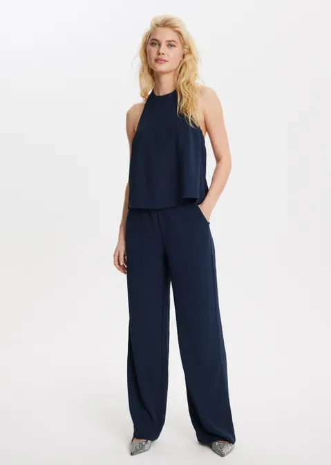 Halter top met gekreukt detail blauw (BLW.D)