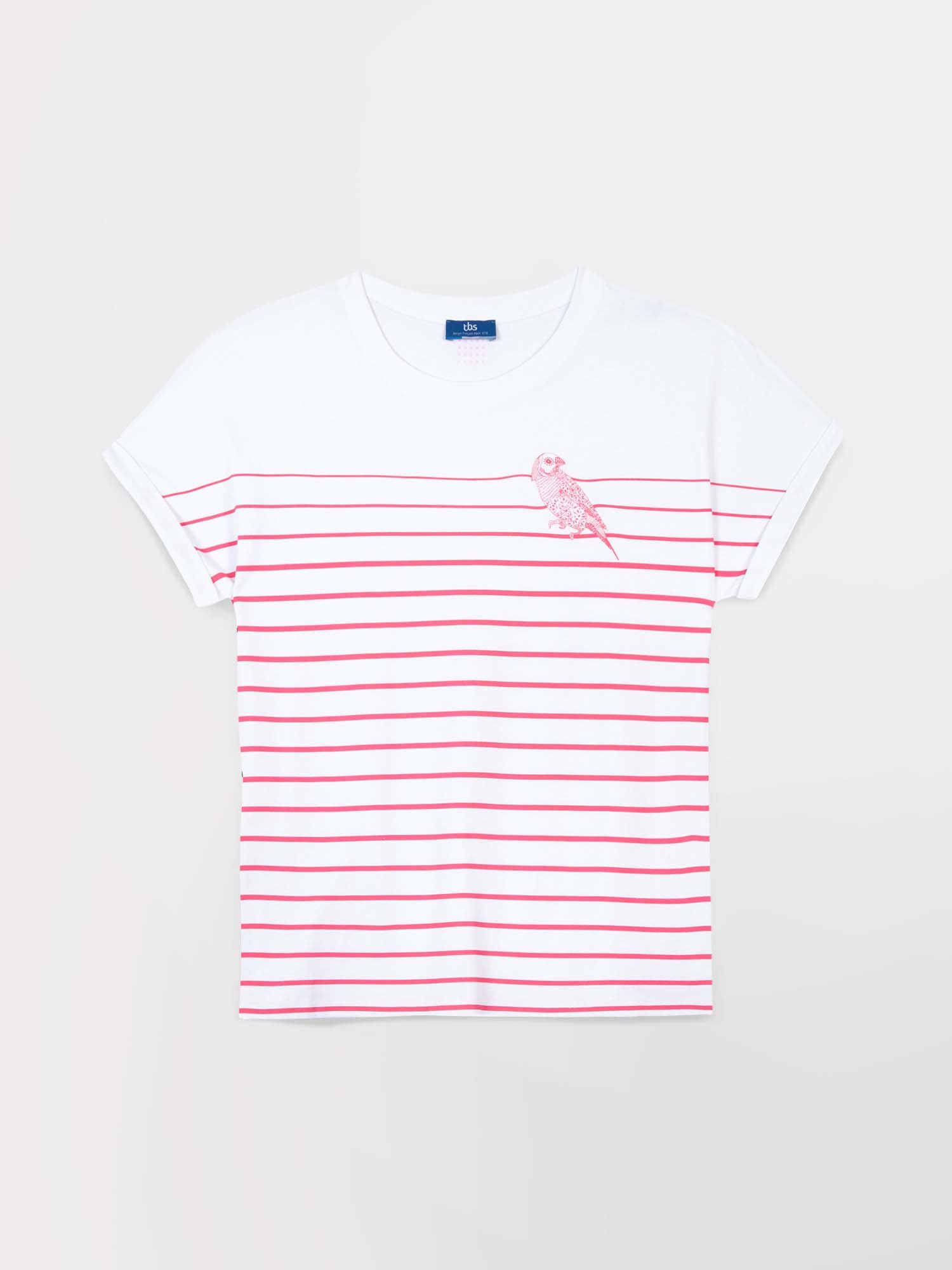 Tee Shirt Femme Marinière Coton Biologique Fuschia