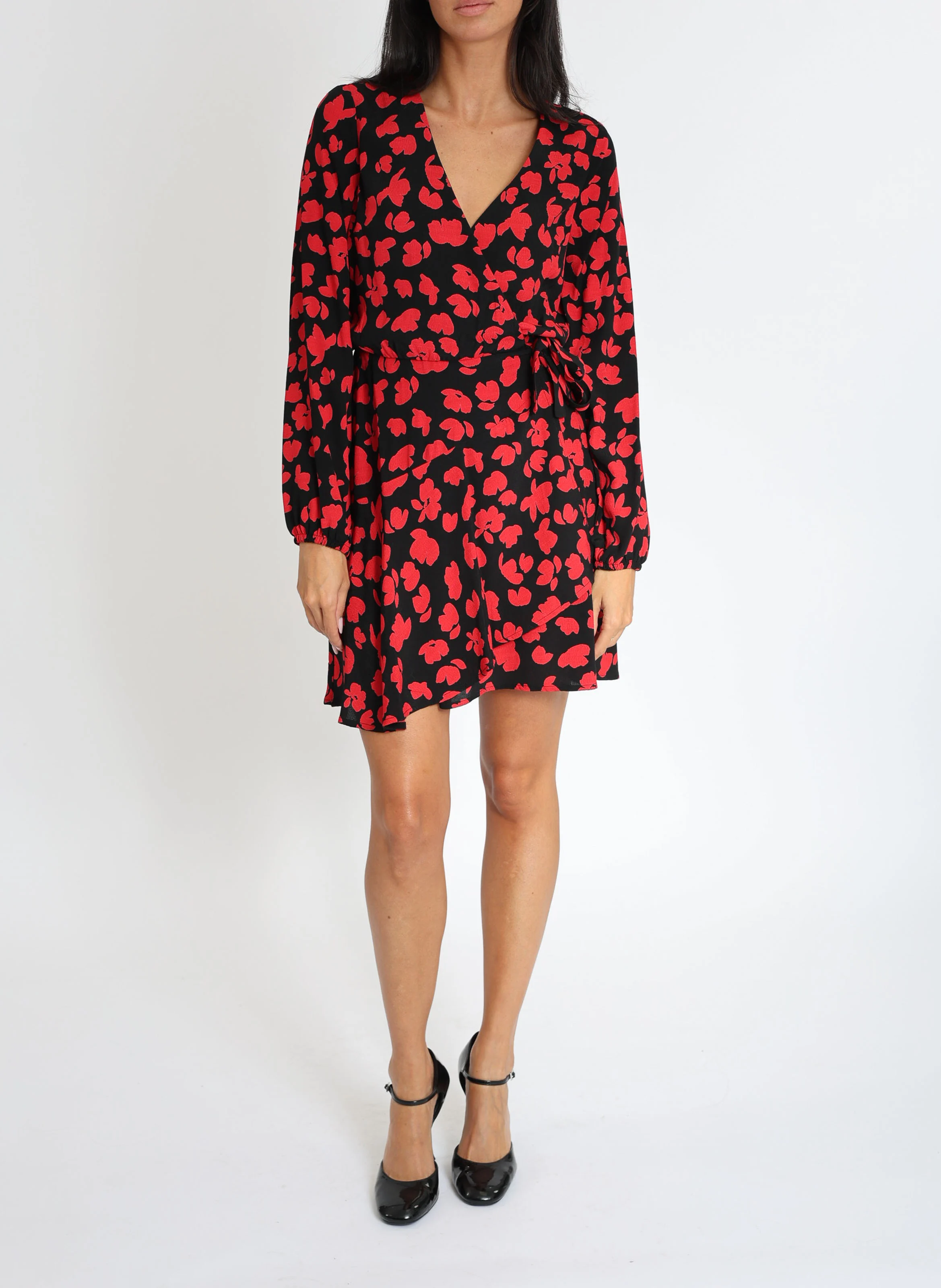 CARMEN - Robe portefeuille à motifs | Noir