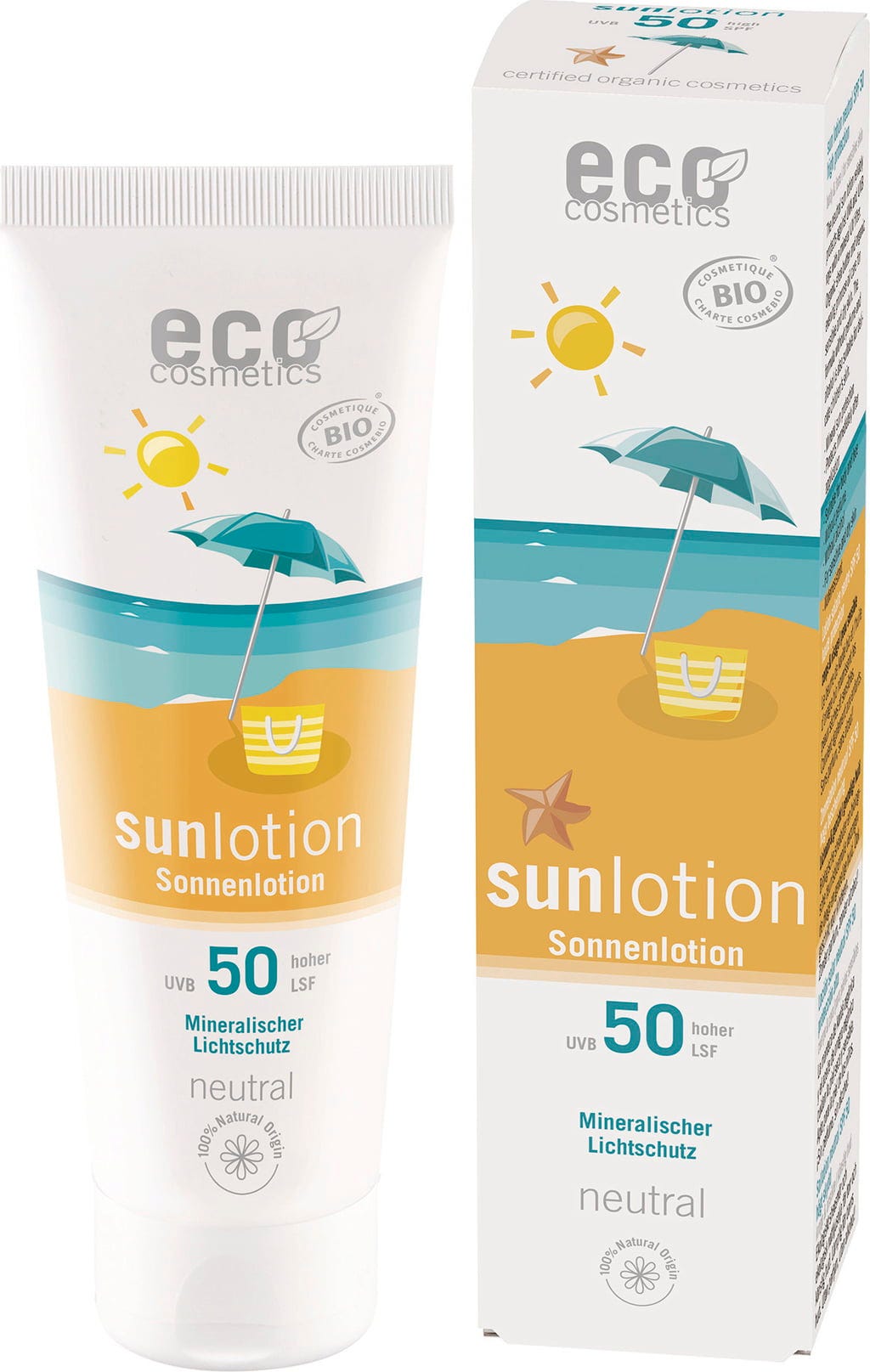 eco cosmetics  Sonnenlotion neutral ohne Duft LSF 50, 125 ml