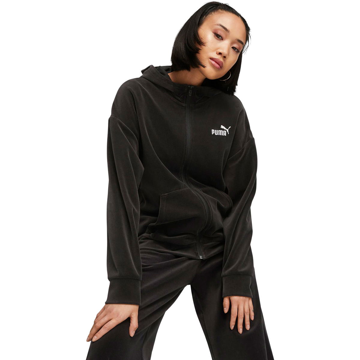 Puma Essential Elevated Velour Full Zip Hættetrøje Dame