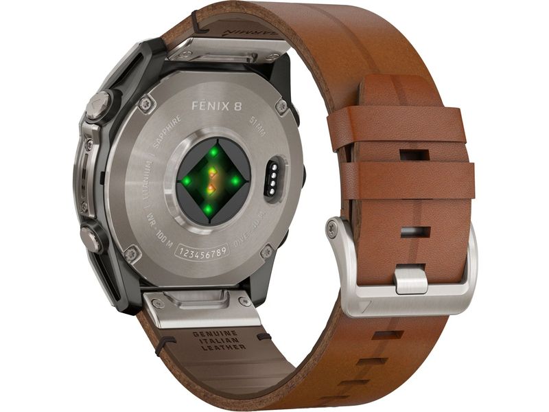 GARMIN Sportuhr Fenix 8 AMOLED Sapphire, 51 mm Braun GPS-Sportuhr
