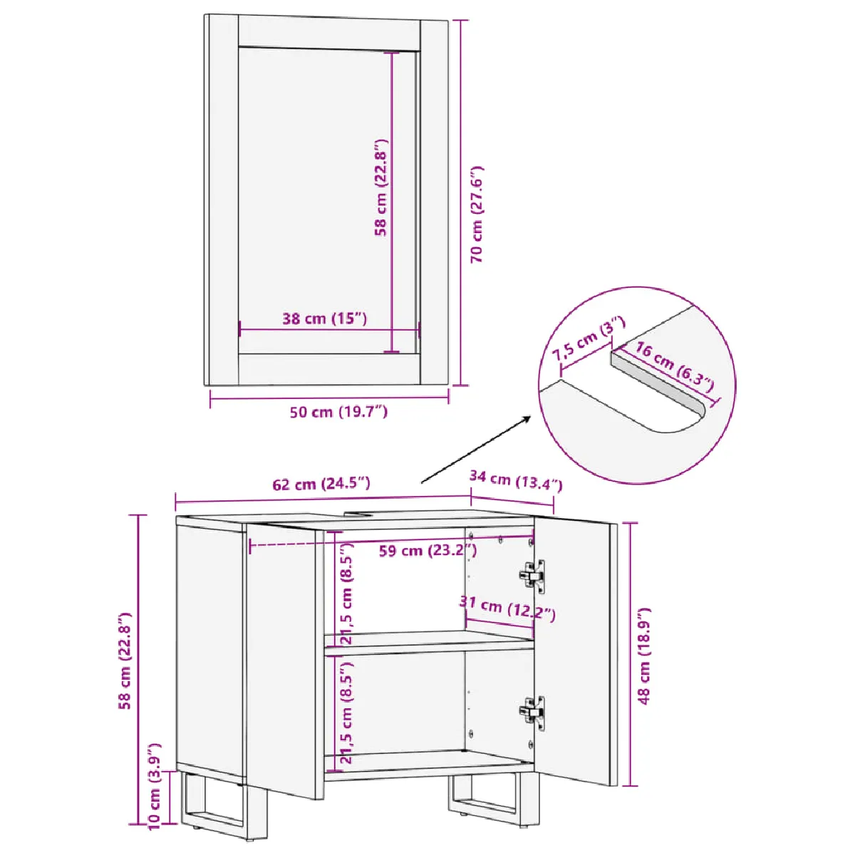 VidaXL Ensemble Salle de Bain 2 Pièces Bois d'Acacia