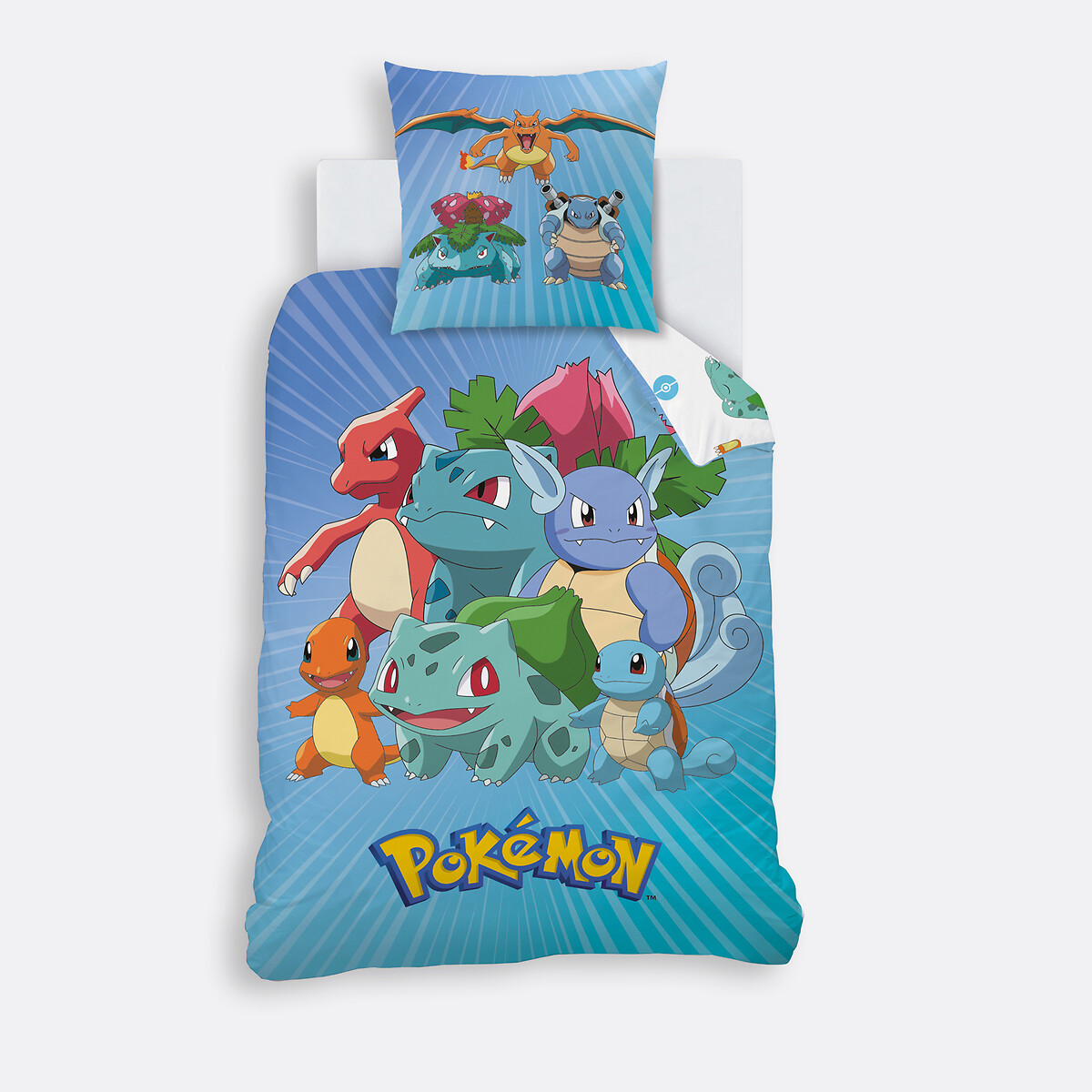 POKÉMON<br>Conjunto de cama infantil, algodão, fronha quadrada