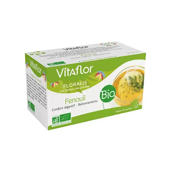 Chá de ervas orgânico de funcho Vitaflor, 18 sachês