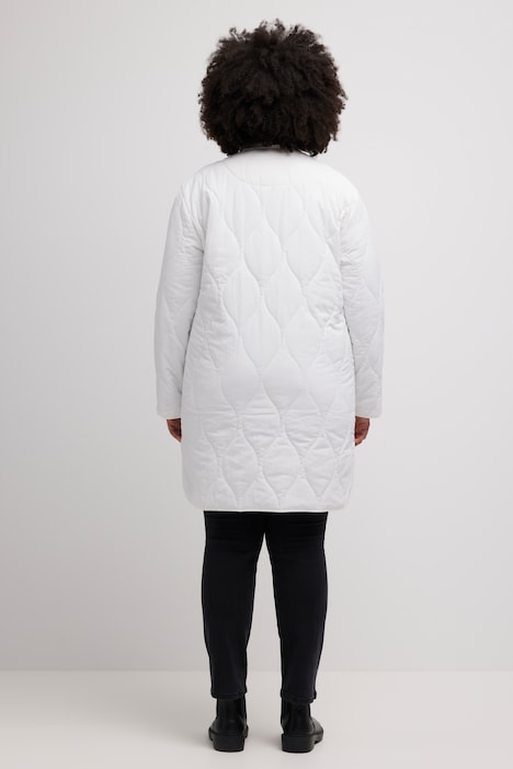 Steppjacke, warm wattiert, V-Ausschnitt, Wellenstepp