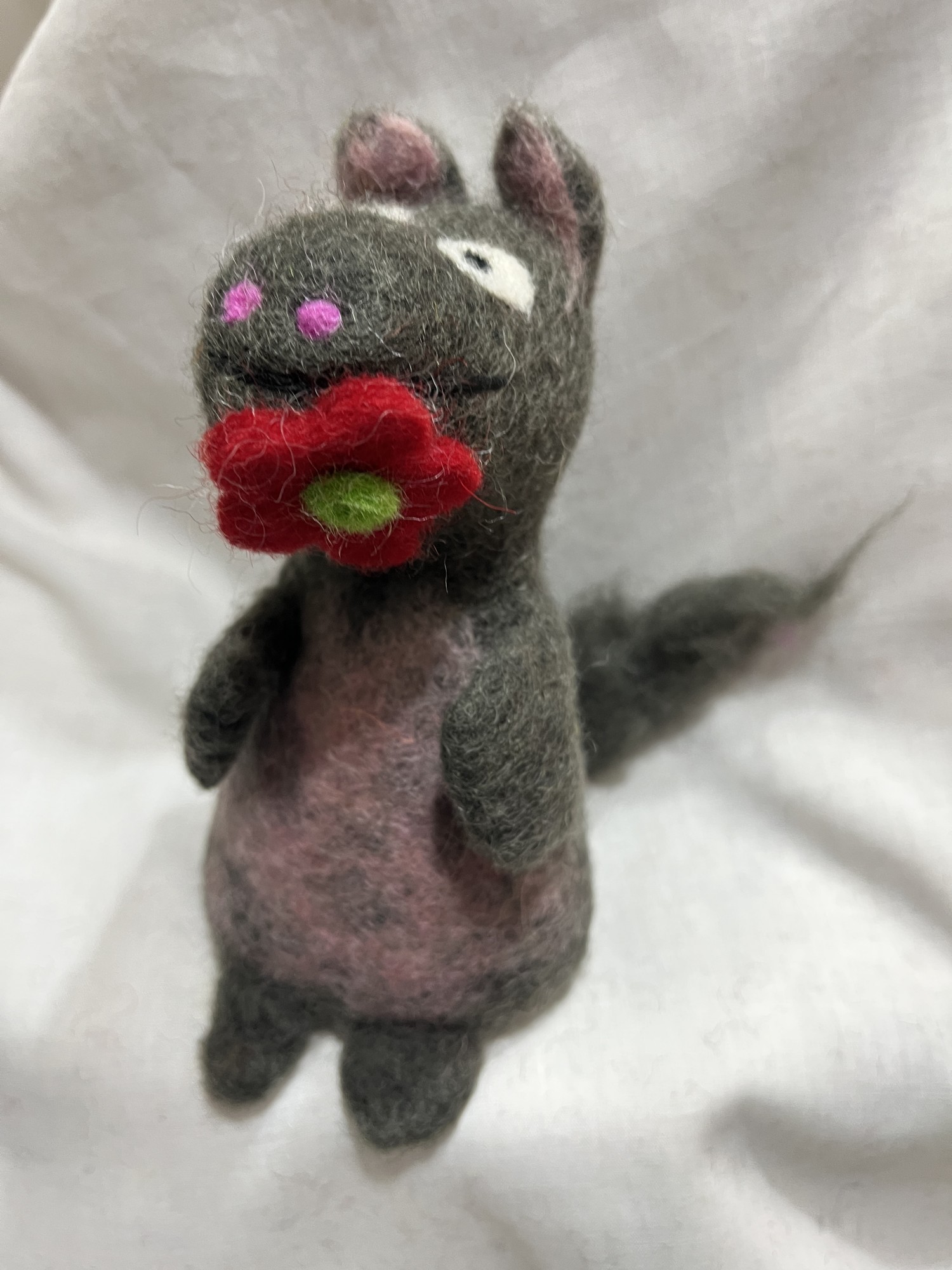 Eierwärmer 'Nilpferd' aus Filz, grau, rosa, H 15 cm, Ø 8 cm zu 9,80