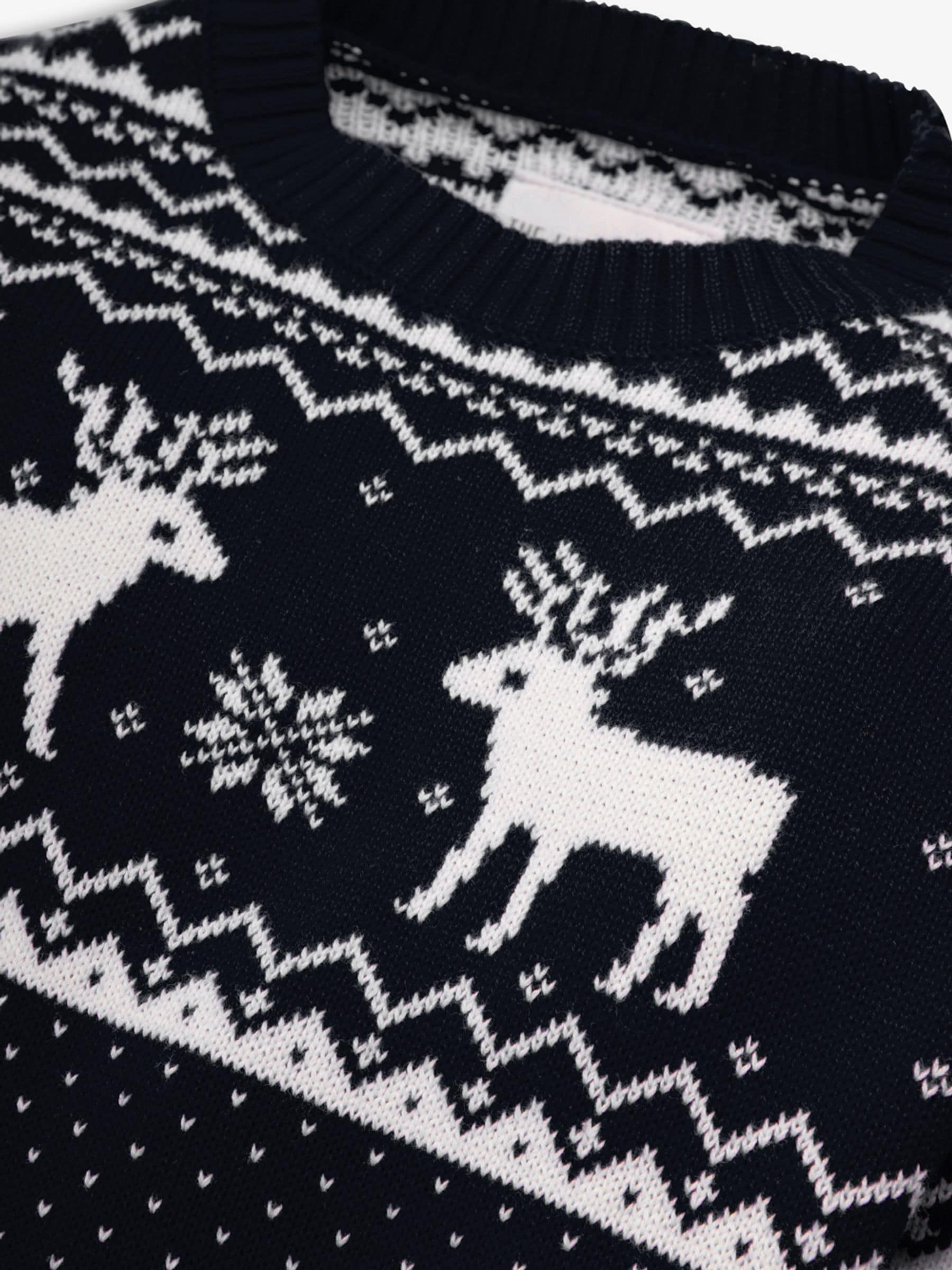 Blauw - The Little Tailor kinderjurk met kerst-fairisle-patroon