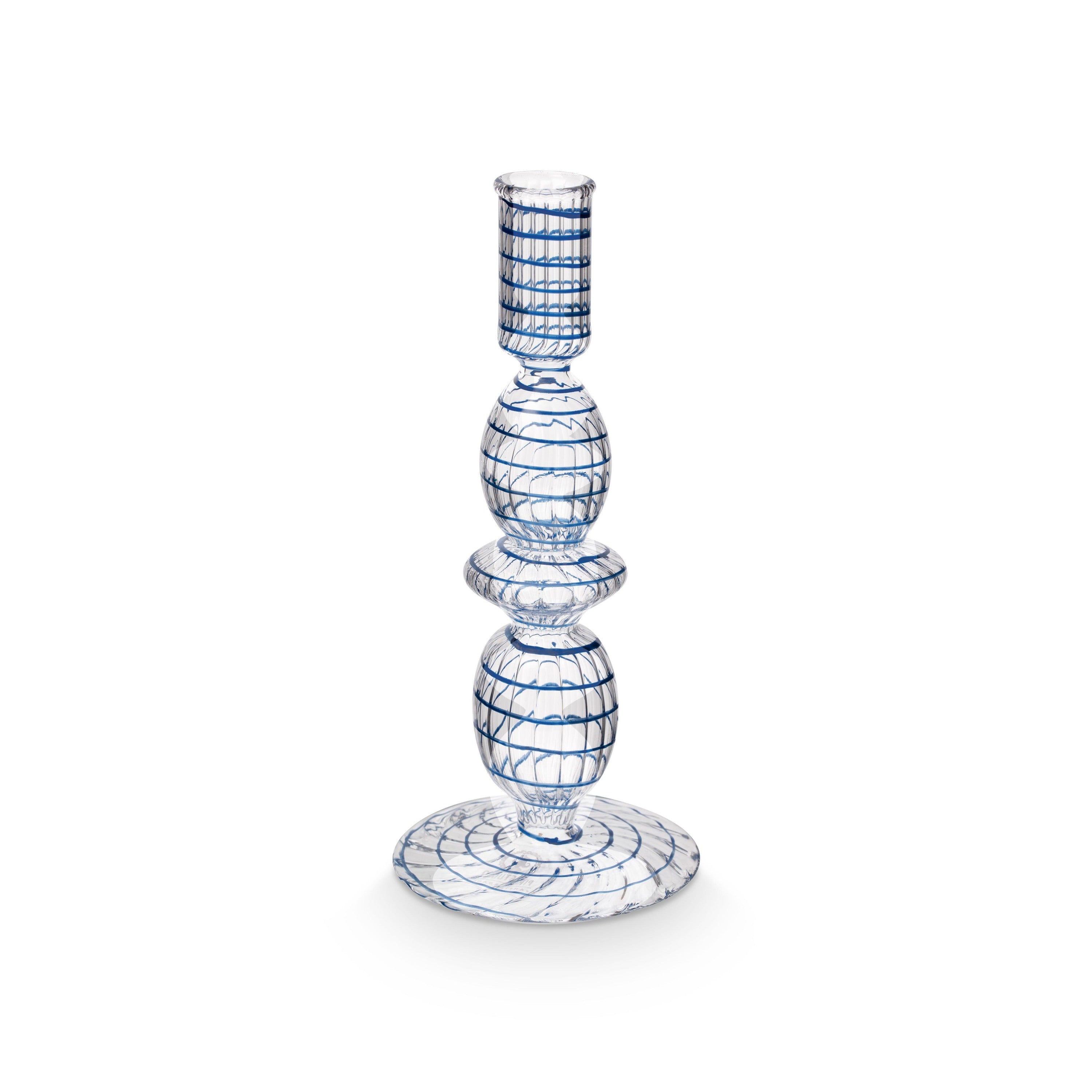Pip Studio Kandelaar Swirl - van Glas - Donkerblauw - 20cm