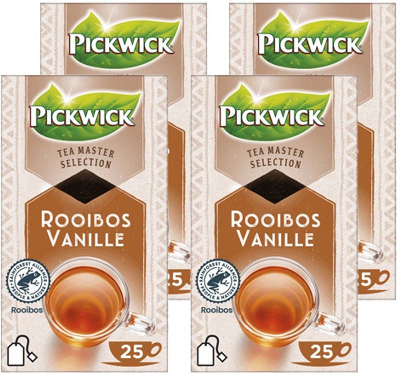Thee pickwick master selection rooibos vanille | Pak a 25 stuk | 4 stuks