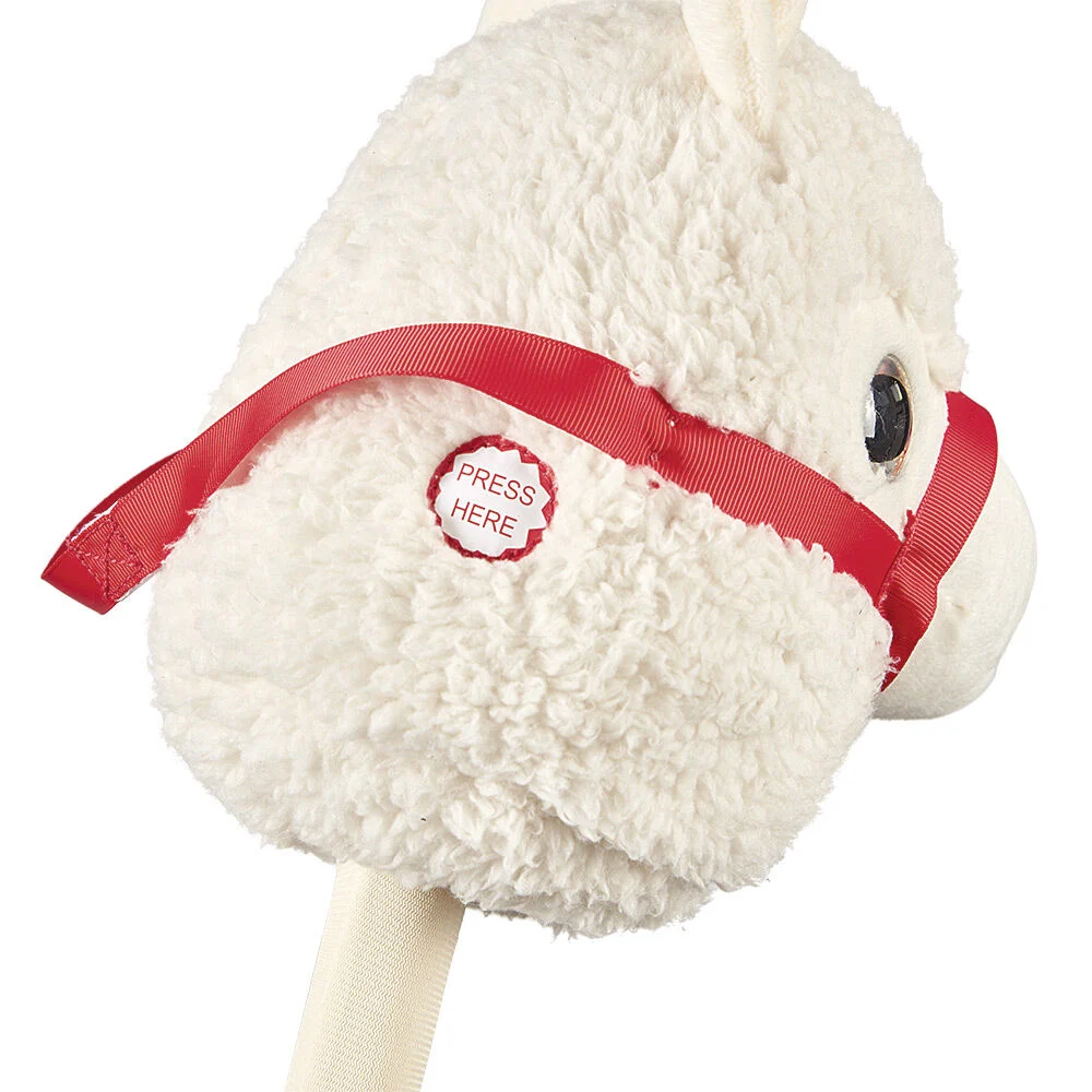 Lama à chevaucher blanc lanière rouge
