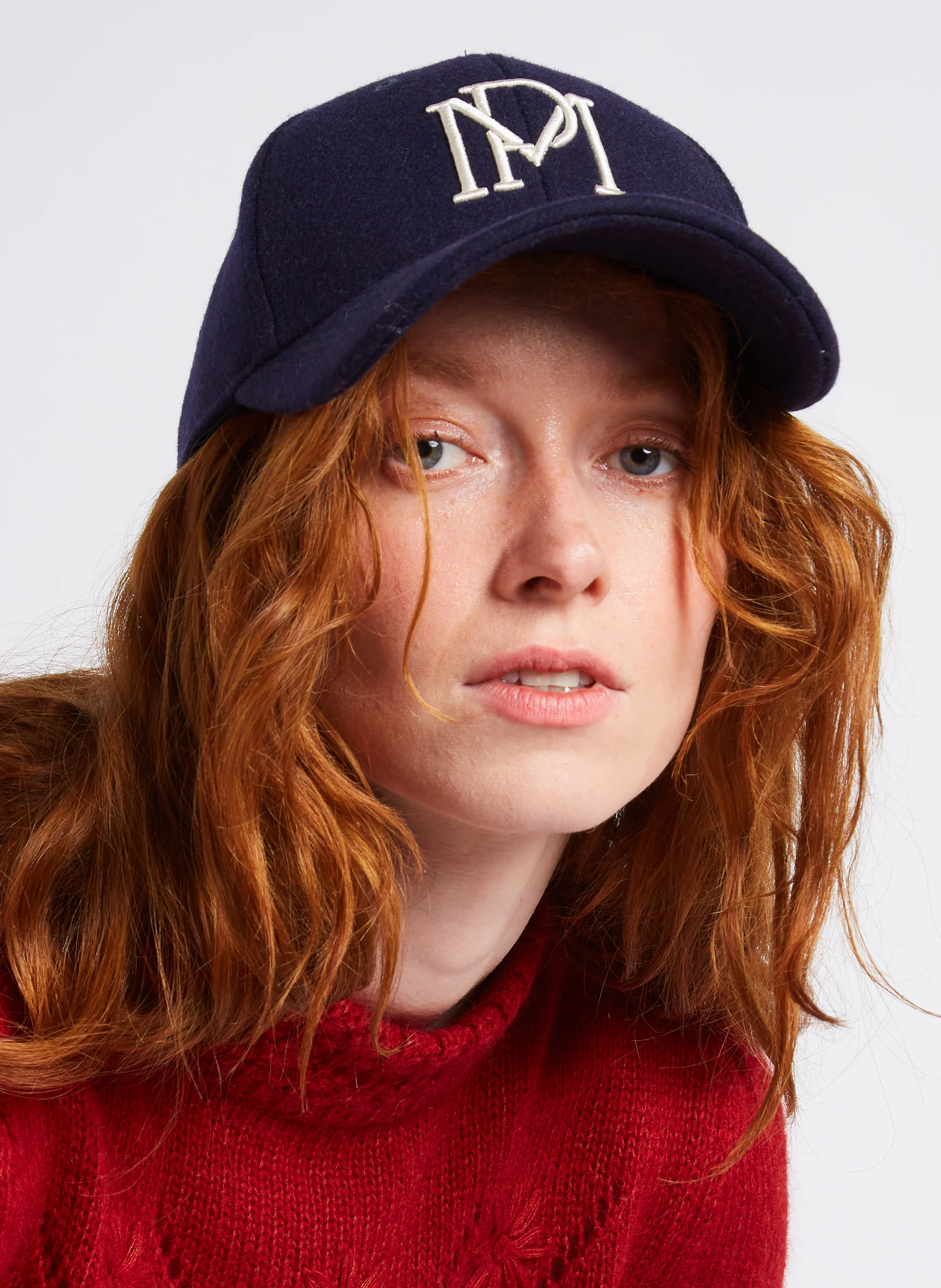 ANOUK - Casquette brodée en laine mélangée | Bleu
