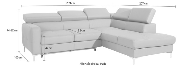 COTTA Ecksofa »Sammy L-Form« mit Kopfteilverstellung, wahlweise mit Bettfunktion & Bettkasten