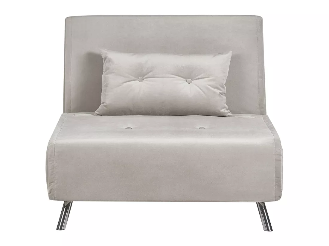 Canapé convertible 1 place en velours gris clair FARRIS