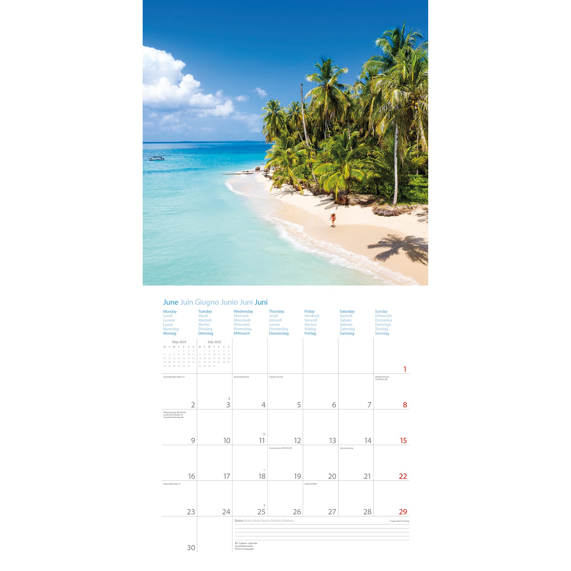 Broschürenkalender 2025 - mehrfarbig - Traumstrände- 30x30 cm
