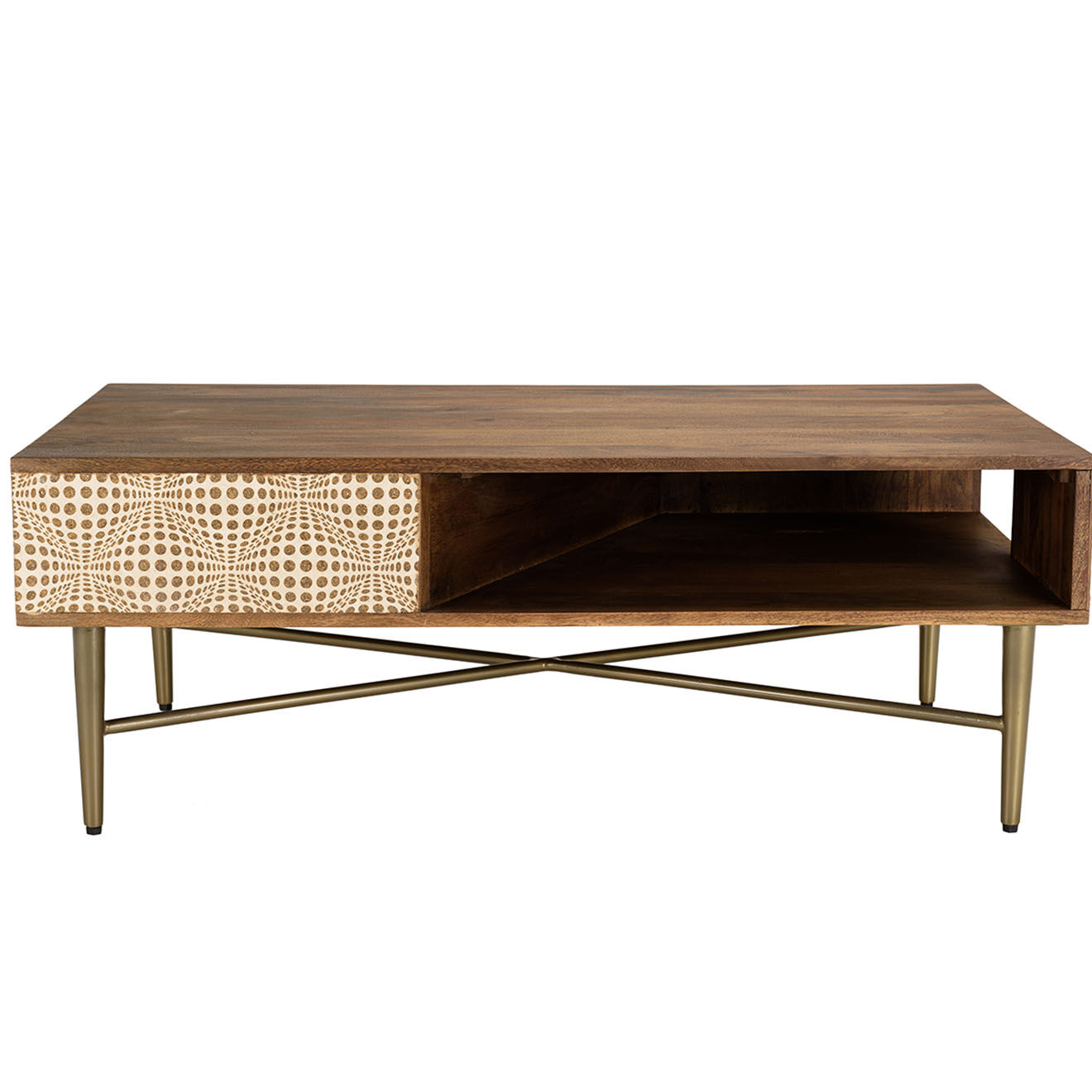Macabane Table basse en bois de manguier 2 niches Alix marron - 116x65x47 cm