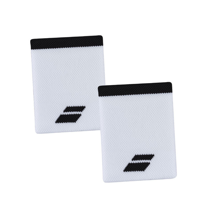 Poignets éponge Babolat long Jumbo Wristband blanc-noir