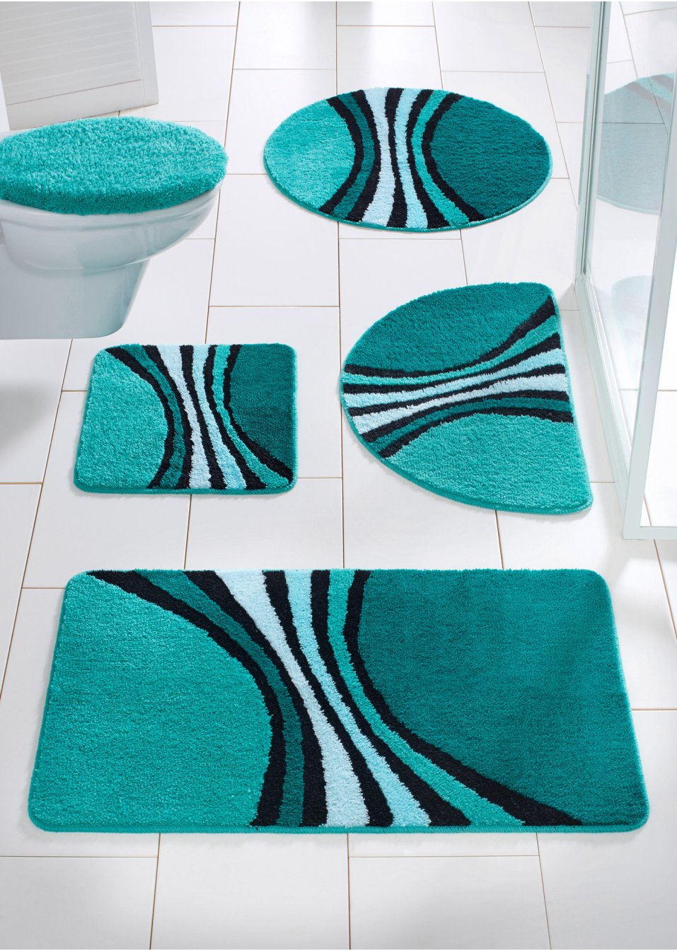 Parure de salle de bain à rayures