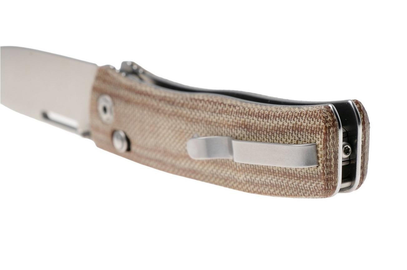 LionSteel NiNi NN1 CVN M390 Satin, Full Natural Canvas Micarta, zakmes, Gianni Pauletta design