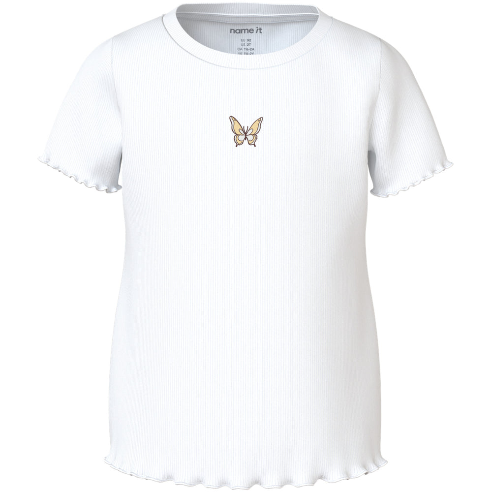 Køb Name It Bright White Butterfly Embroidery Nmfvivemma Ss Slim Top