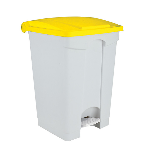 Conteneur HACCP blanc à pédale 70 litres, couvercle jaune