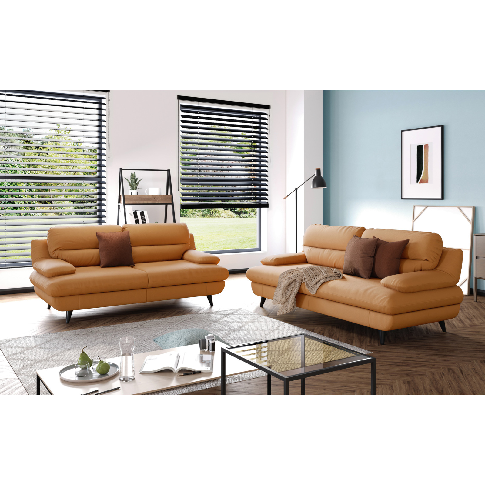 2.5er-Sofa Pike Leder amber