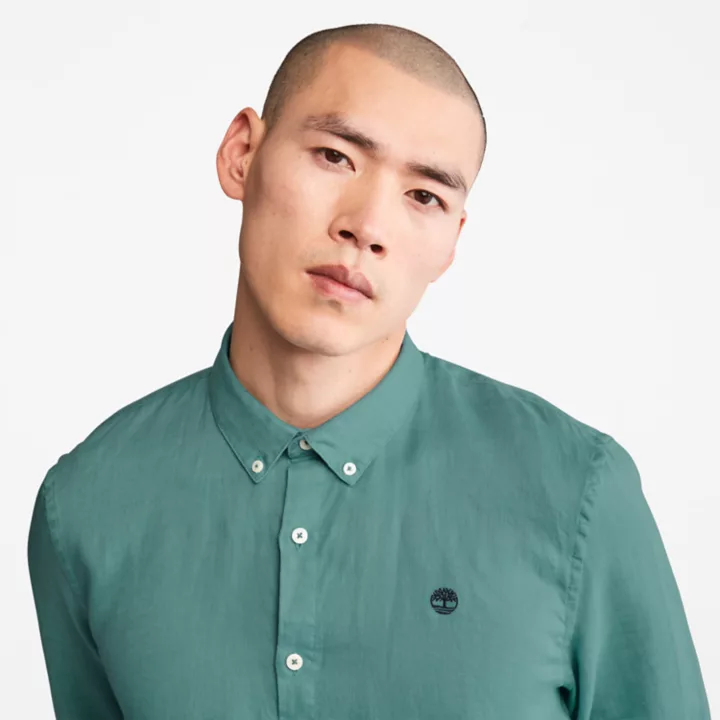 Chemise en lin Mill Brook pour homme en bleu sarcelle