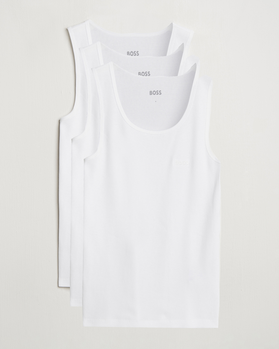 BOSS BLACK 3-Pack Ribbed Tank Top White