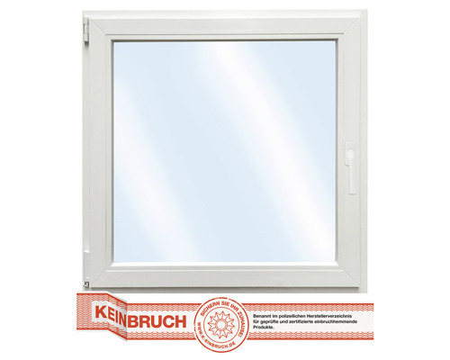 ARON Basic enkelvleugelig kunststof raam, RC2 gelaagd veiligheidsglas, wit, 950x950 mm, DIN links