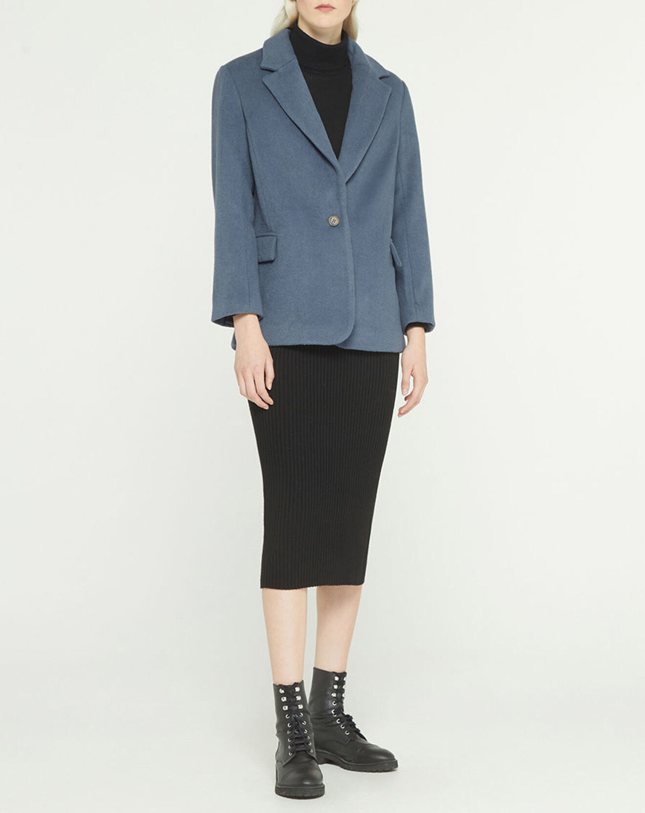 Galeries Lafayette Veste blazer oversize en Laine mélangée Clitch bleu grisé