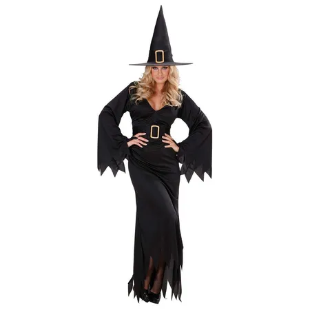 Widmann Kostüm Black Witch, Größe L, Kleid, Hut und Gürtel