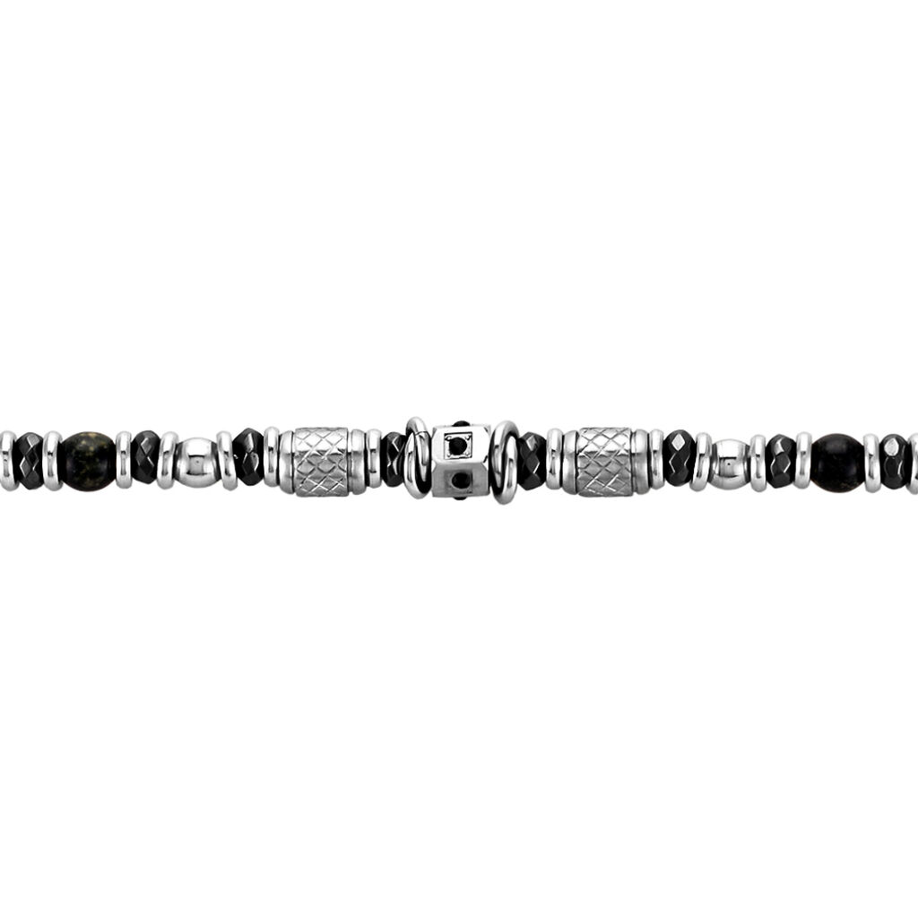 Bracelet Cliff Acier Gris Labradorite Hématite Oxyde De Zirconium