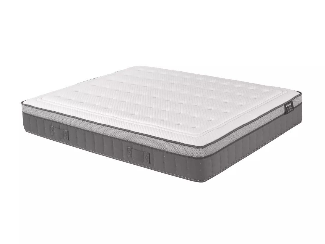 Ensemble 140 x 190 cm sommier coffre blanc + matelas hybride ressorts ensachés 7 zones et mémoire de forme ép.30cm - ASGARD de YSMÉE